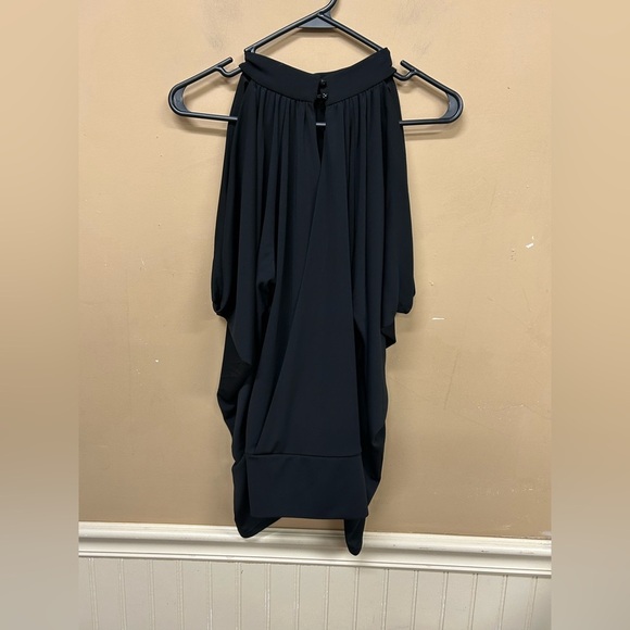 Cache Black Blouse Mock Neck Cold Shoulder Dolman Long Sleeve Size S NWT - Picture 2 of 8